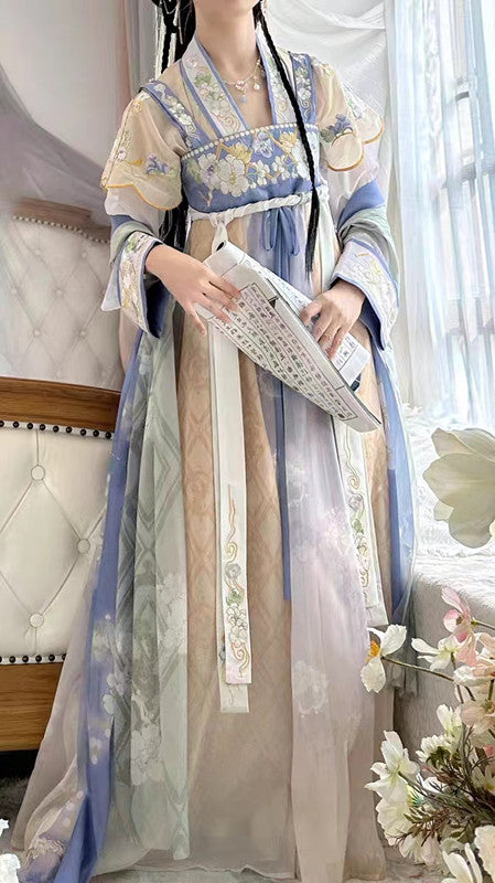 blue ancient chinese hanfu