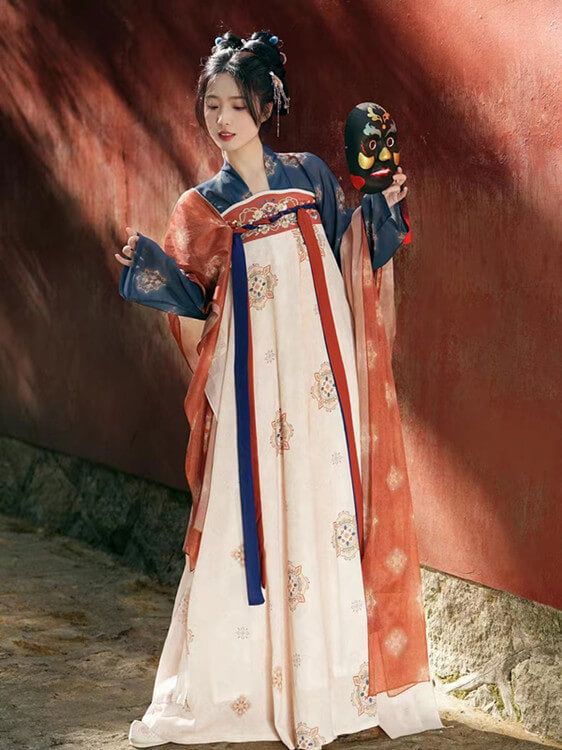 Yellow and Red Traditional Tang Hanfu Suit