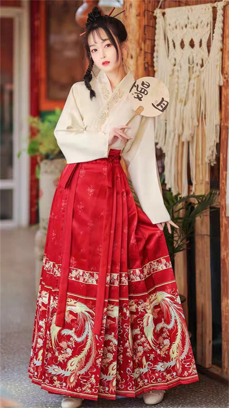 Fengwu Ming Red Mamian qun Modern Chinese Dress Set