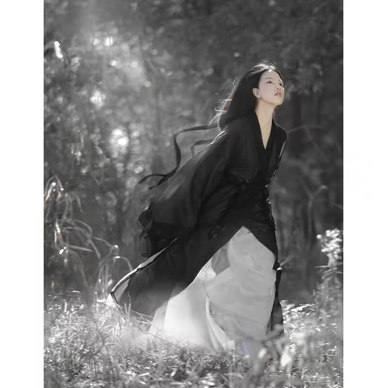 black wuxia hanfu for women