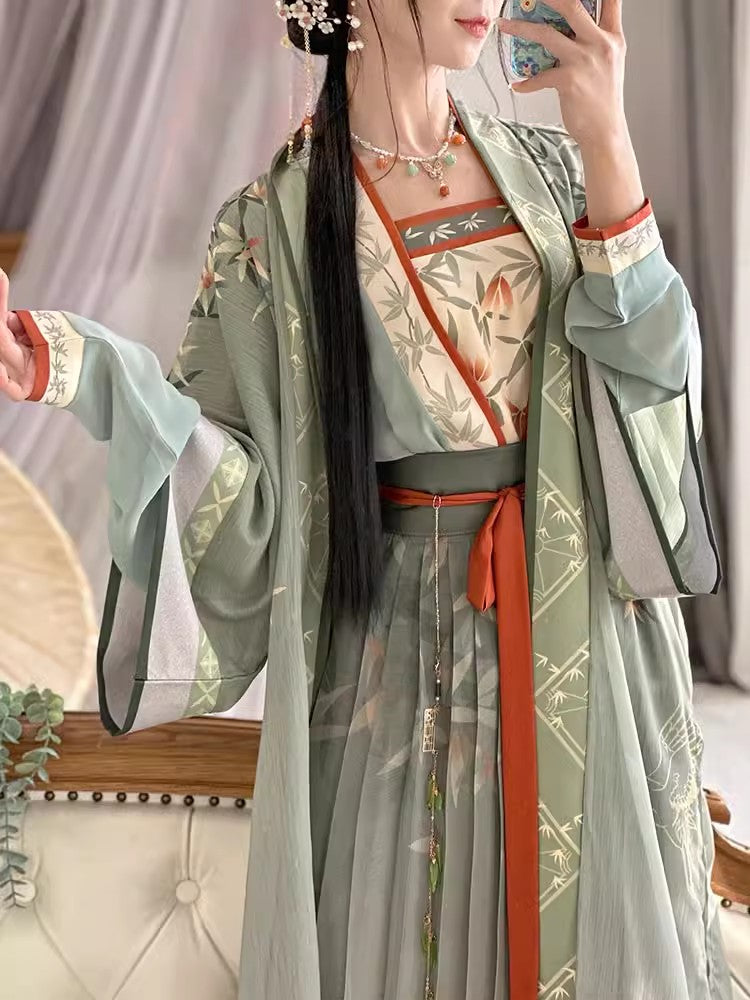 Zhuyeqing Song Dynasty Cyan Gradient Hanfu Set