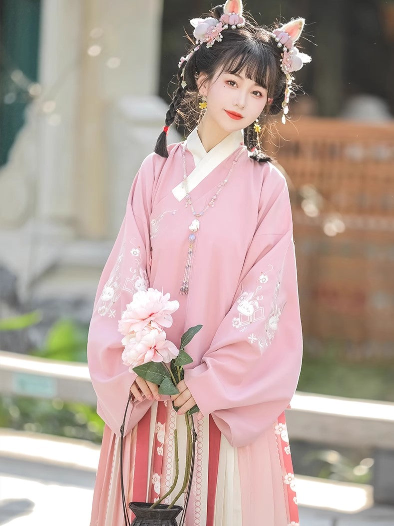 pink winter hanfu