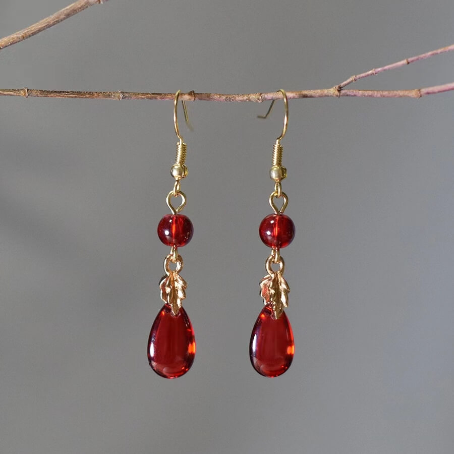 red jade teardrop earrings